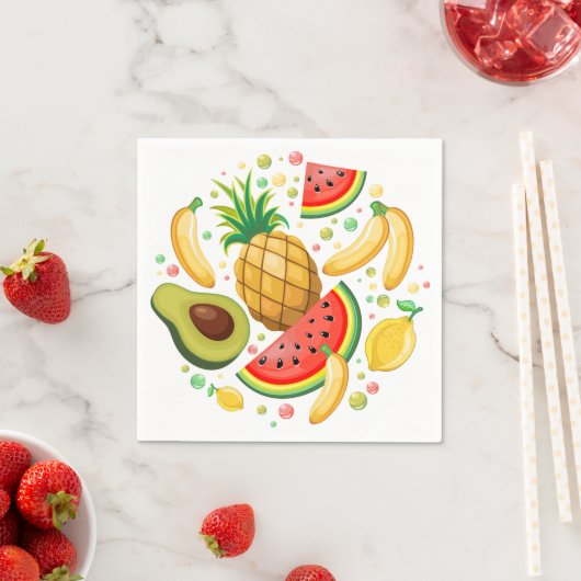 Serviette En Papier Fruits d'été frais Motif (En situation)