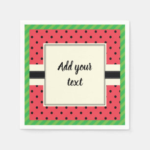 Serviette En Papier Fruits d'été pastèque rose noir et vert