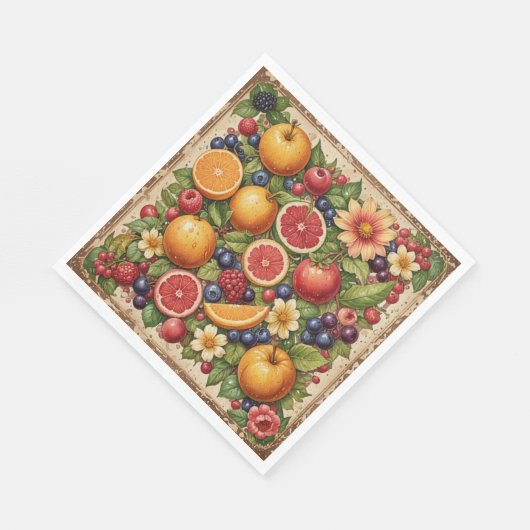 Serviette En Papier Fruits et fleurs (Coin)