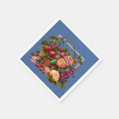 Serviette En Papier Fruits Et Fleurs De Denim Bleu (Coin)