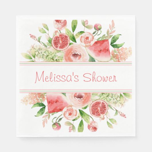 Serviette En Papier Fruits et fleurs Watercolor Party (Devant)