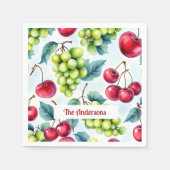 Serviette En Papier Fruits rouges verts Raisins Cerisier Motif (Devant)