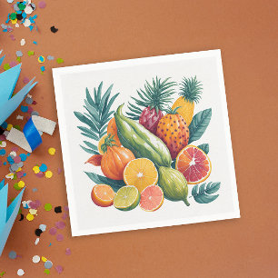 Serviette En Papier Fruits tropicaux colorés cool fête d'anniversaire