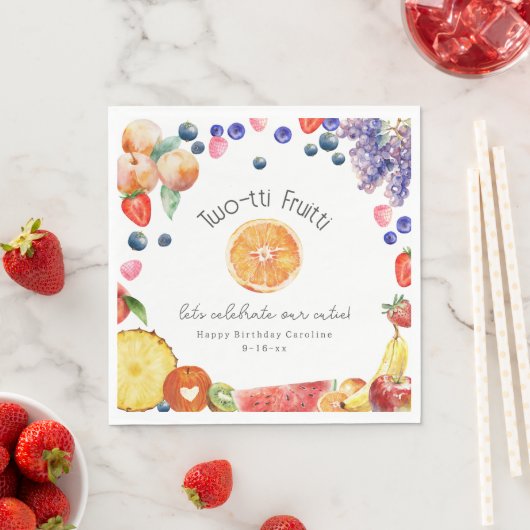 Serviette En Papier Fruitti à deux tti Cutie Fruit Anniversaire (En situation)