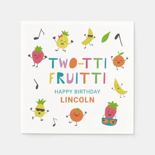 Serviette En Papier Fruitti Tutti Anniversaire Fruits cuits sur mesure (Devant)