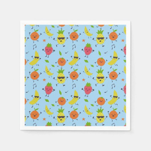 Serviette En Papier Fruitti Tutti Anniversaire Motif Fruits mignons (Devant)