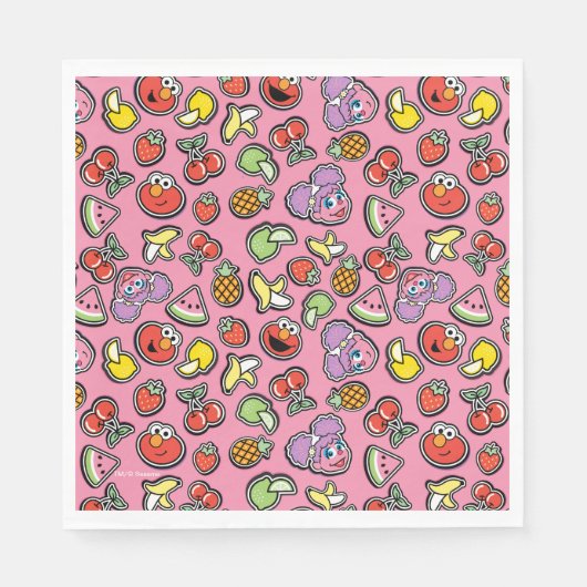 Serviette En Papier Fruity Sticker Elmo & Abby Cadabby Pattern (Devant)