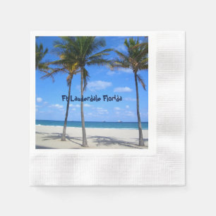 Serviette En Papier Ft Lauderdale Floride Sand Beach & Palm Trees