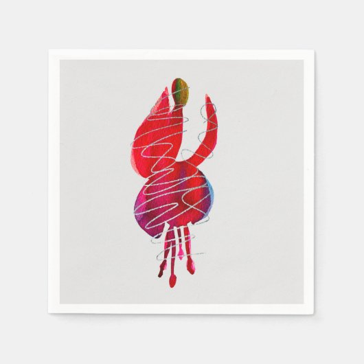 Serviette En Papier Fuchsia abstraite aquarelle florale (Devant)