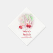 Serviette En Papier Fuchsia aquarelle rouge vert mariage serviettes (Coin)