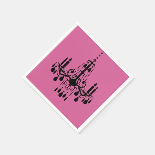Serviette En Papier Fuchsia & Black Chandelier Napkin (Coin)