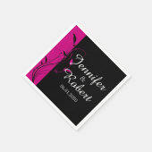 Serviette En Papier Fuchsia Black Floral Filigree Mariage Napkin (Coin)