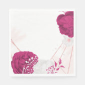 Serviette En Papier fuchsia & blanc mariage floral (Devant)