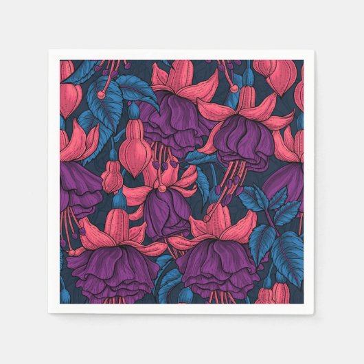 Serviette En Papier Fuchsia en bleu et violet (Devant)