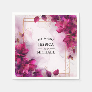 Serviette En Papier Fuchsia Enchantement : Aquarelle