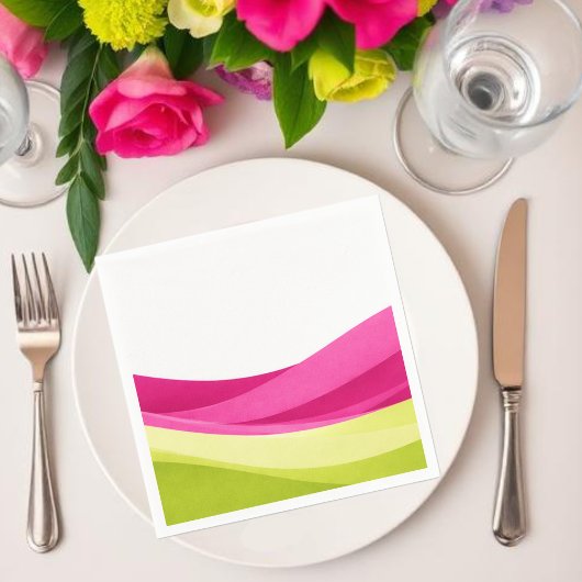 Serviette En Papier Fuchsia et vert citron