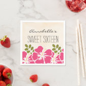 Serviette En Papier Fuchsia Hibiscus Hawaiian Sweet 16 Anniversaire (En situation)