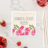 Serviette En Papier Fuchsia Hibiscus Mariage hawaïen (En situation)