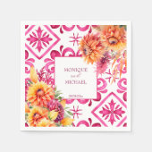 Serviette En Papier Fuchsia Majolica carreaux orange dahlia modèle (Devant)