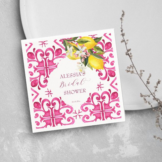 Serviette En Papier Fuchsia Majolica magenta carrelage shower de maria