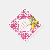 Serviette En Papier Fuchsia Majolica magenta tuiles douche nuptiale (Coin)