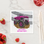 Serviette En Papier Fuchsia Monster Truck Boy fête d'anniversaire (En situation)
