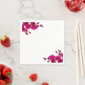 Serviette En Papier Fuchsia Orchidées sur White-Mariage- (En situation)