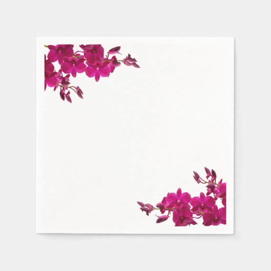 Serviette En Papier Fuchsia Orchidées sur White-Mariage- (Devant)