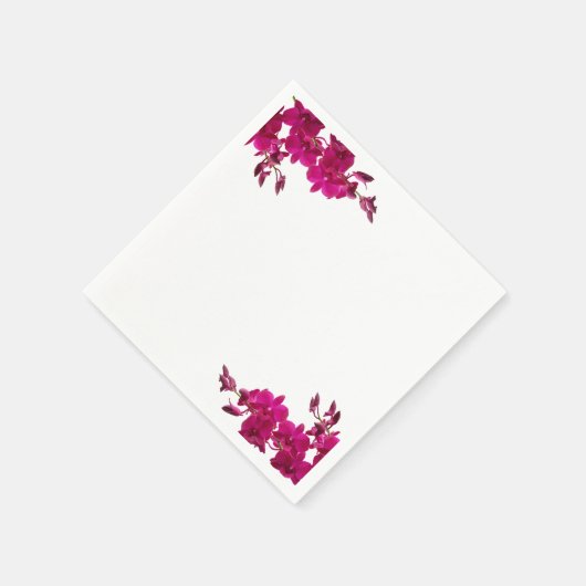 Serviette En Papier Fuchsia Orchidées sur White-Mariage- (Coin)