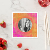 Serviette En Papier Fuchsia Pink Orange Gold Mandala (En situation)