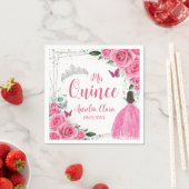 Serviette En Papier Fuchsia Rose Floral Princesse Silver Quinceañera 1 (En situation)