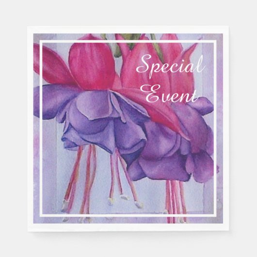 Serviette En Papier Fuchsias roses violets (Devant)