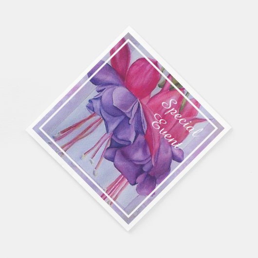 Serviette En Papier Fuchsias violet rose (Coin)