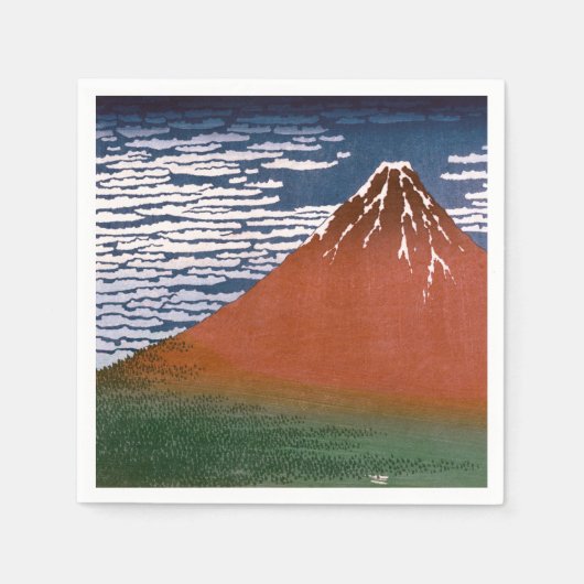 Serviette En Papier Fuji rouge, Aka Fujiyama Volcan Katsushika Hokusai (Devant)