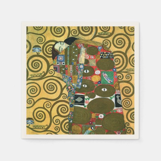 Serviette En Papier Fulfillment aka The Embrace par Gustav Klimt (Devant)