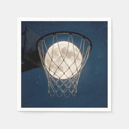 Serviette En Papier Full Moon In a Basketball Net (Devant)