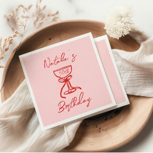 Serviette En Papier Fun Anniversaire 50e Main tiré Champagne Glass