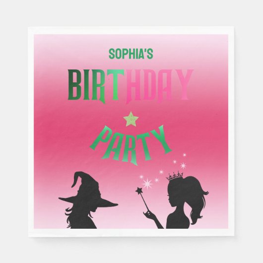 Serviette En Papier Fun Anniversaire Soirée Vert Rose Glinda (Devant)