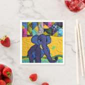 Serviette En Papier Fun Baby Elephant - Quilt Like Design (En situation)
