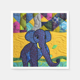 Serviette En Papier Fun Baby Elephant - Quilt Like Design