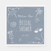 Serviette En Papier Fun Beach Doodle Illustrations Bridal Shower (Devant)