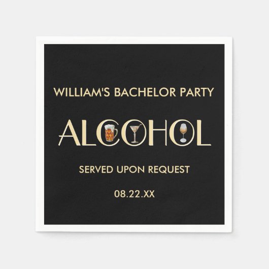 Serviette En Papier Fun Beer Wine Martini Bachelor Party (Devant)