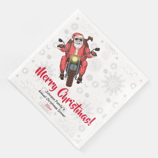 Serviette En Papier Fun Biker Père Noël Snowflakes Papier Napkin (Coin)
