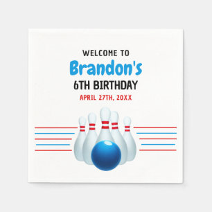 Serviette En Papier Fun Blue & Red Bowling Kids 6e anniversaire
