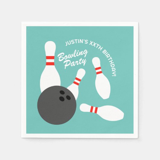 Serviette En Papier Fun bowling fête d'anniversaire thème serviettes e (Devant)