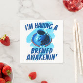 Serviette En Papier Fun Brun Awakenin' Coffee Cup Saucer Haricots (En situation)