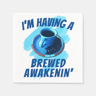Serviette En Papier Fun Brun Awakenin' Coffee Cup Saucer Haricots