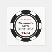 Serviette En Papier Fun Casino Poker Chip en noir et blanc Anniversair (Devant)