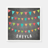 Serviette En Papier Fun Chalkboard Buncher drapeaux Nom Anniversaire F (Devant)