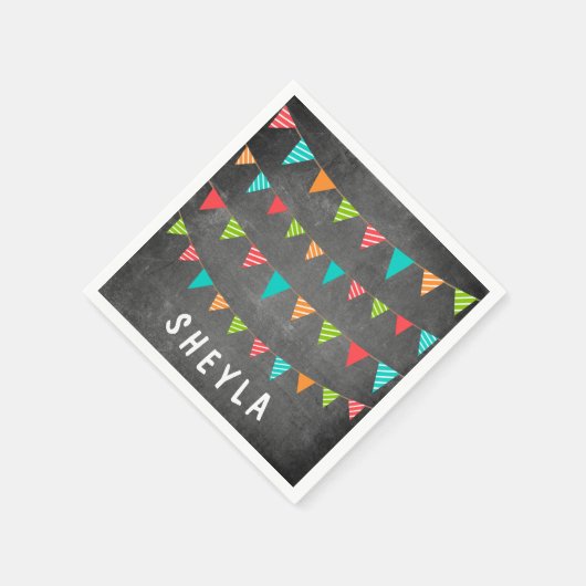 Serviette En Papier Fun Chalkboard Buncher drapeaux Nom Anniversaire F (Coin)